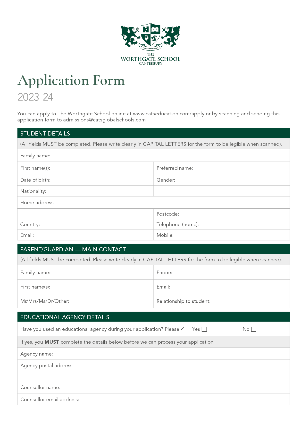 Cover_Application Form Worthgate